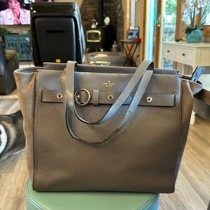 Kate Spade gray with purple undertones, large tote gold hardware